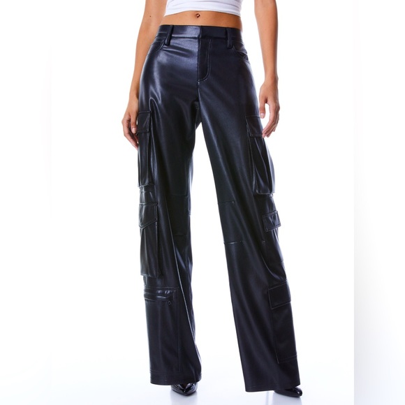 Alice + Olivia vegan leather cargo pants